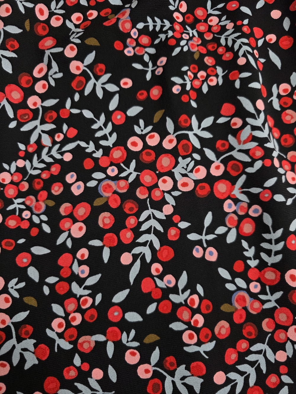 LOFT NWT Black Dress w/ Red Berry and Light Blue Print - Picture 7 of 8